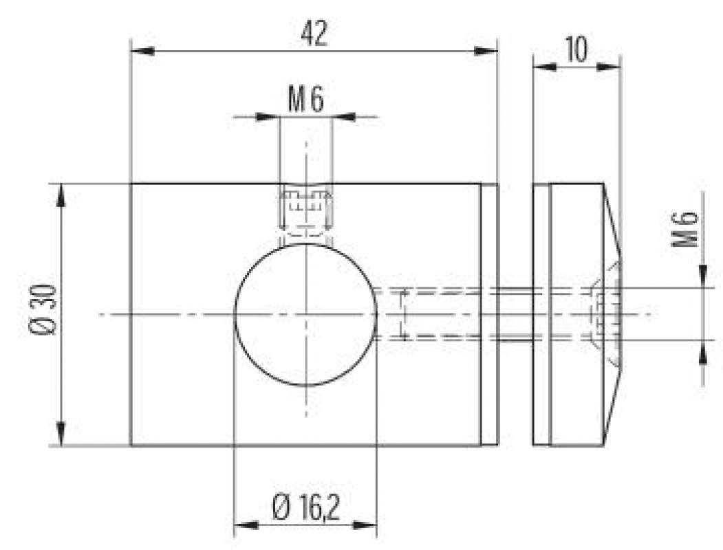 Edelstahl - Punkthalter, Bohrung 16,2 mm/50mm