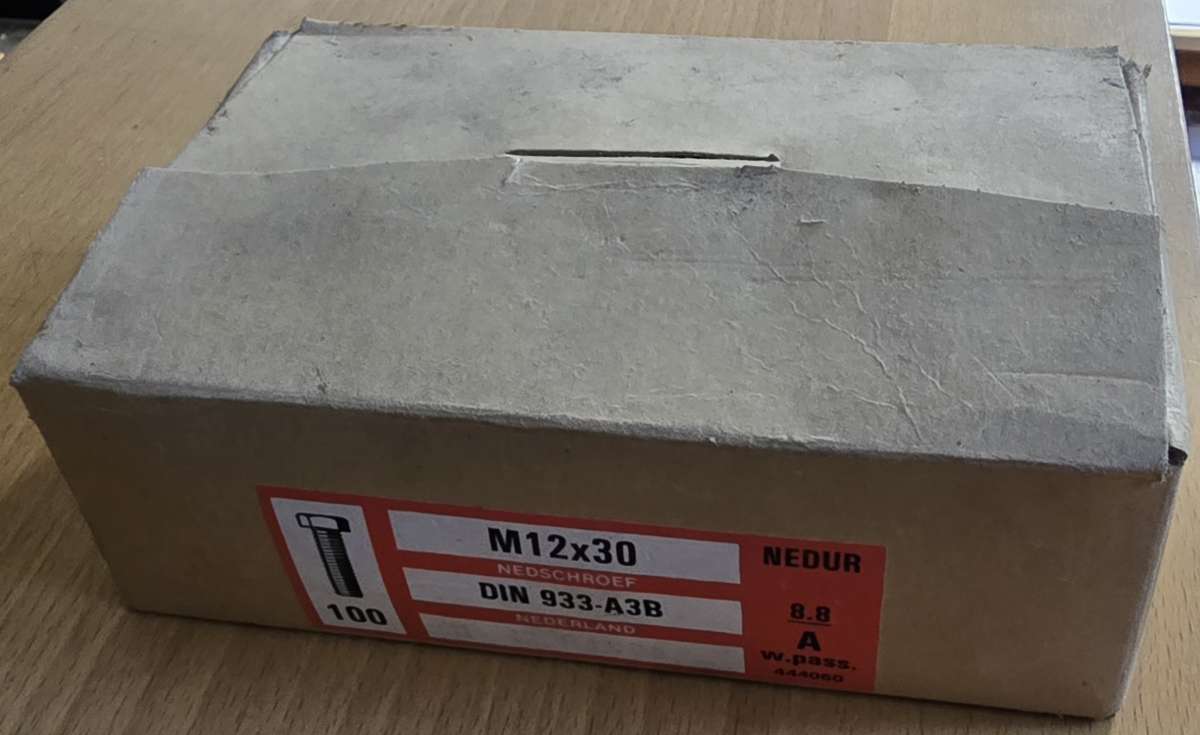 1 Packung DIN 933 Sechskantschraube mit Gewinde bis Kopf 8.8 verzinkt M12 x 30 mm (100 Stück Inhalt je Packung)
